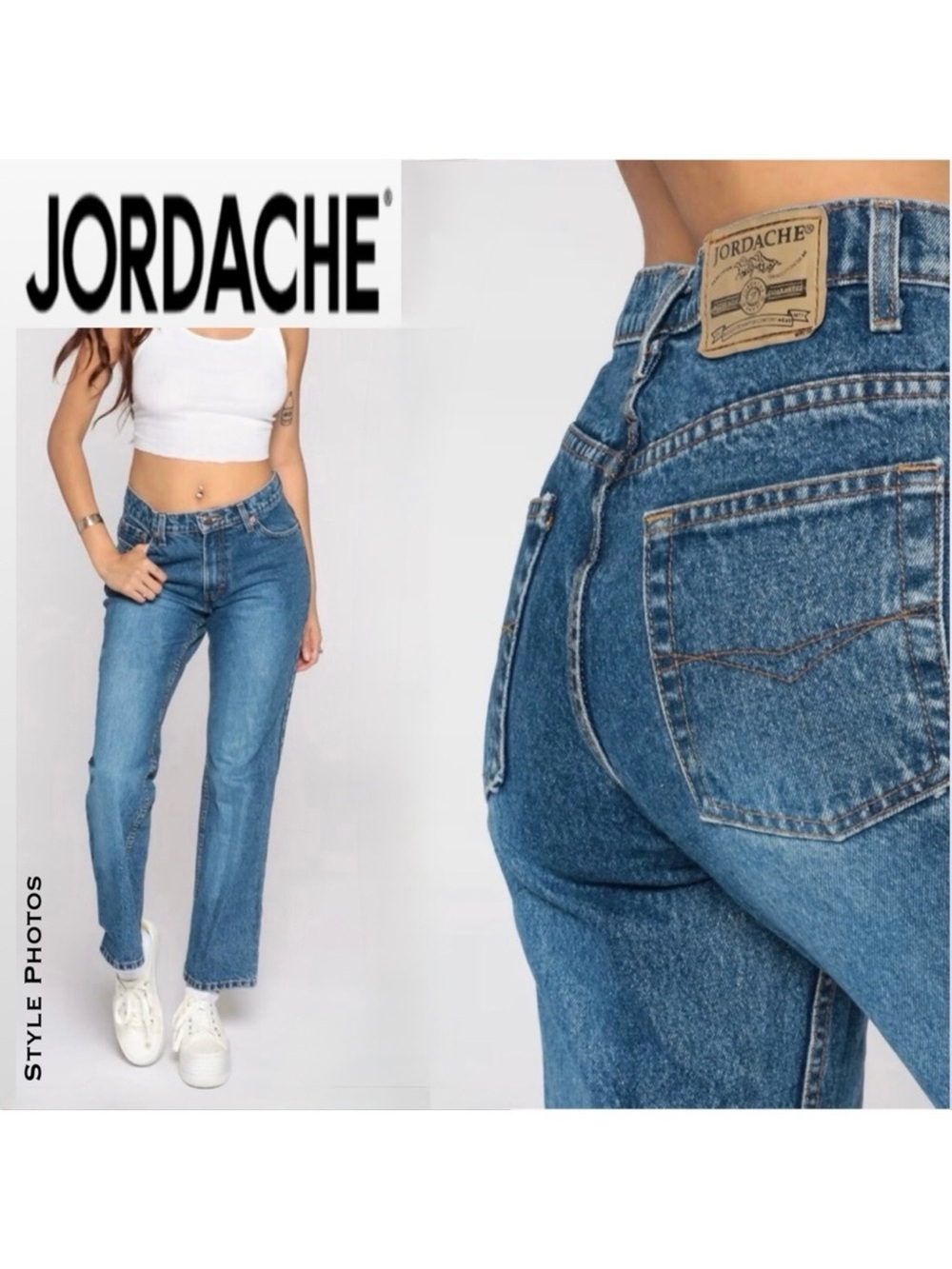 W27/28 L32 Jordache Vintage Classic Slimming Fit High Rise Tapered Leg Jeans